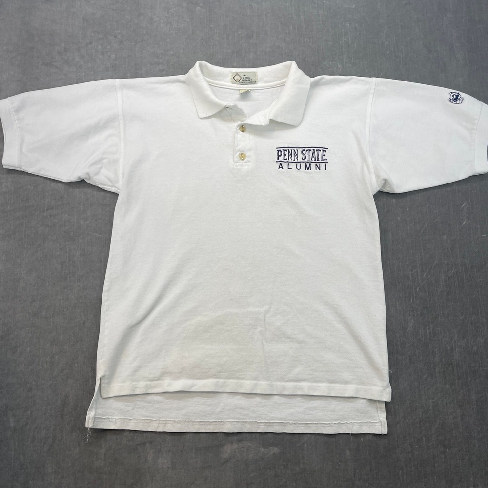 Penn State Alumni Men Medium White The Cotton Exchange Polo Shirt Fair‎ USA Made